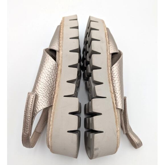 Pedro Garcia Reme Platform Sandal Crisscross Strap Gold Metallic Size US7 EU37.5 - Picture 6 of 12